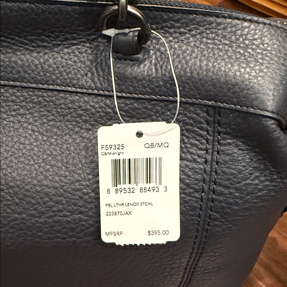 NWT Coach F59325 Navy Pebbled Leather Satchel - Top Handle Shoulder Bag classic - Picture 2 of 7